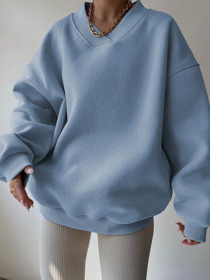 Femmes pull surdimensionné à col en V Chic und Stil