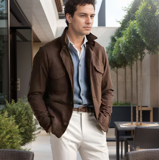 Functional jacket for men with a high collar and practical pockets Chic and Style