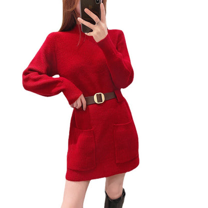 Robe en tricot pour femmes avec un col montant et des poches pratiques Chic und Stil