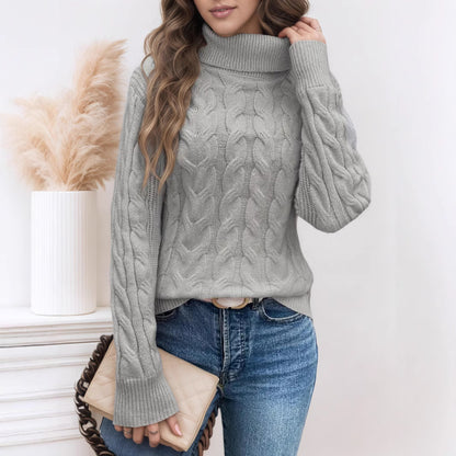 Pull en tricot pour femmes avec col montant et motif en câble Chic und Stil