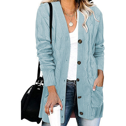Cardigan en tricot grossier pour femmes avec des détails de boutons et des poches pratiques Chic und Stil