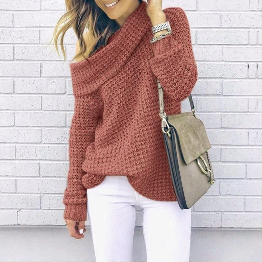 Pull en tricot oversized pour dames avec col châle élégant et motif texturé Chic und Stil