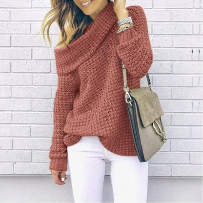 Pull en tricot oversized pour dames avec col châle élégant et motif texturé Chic und Stil