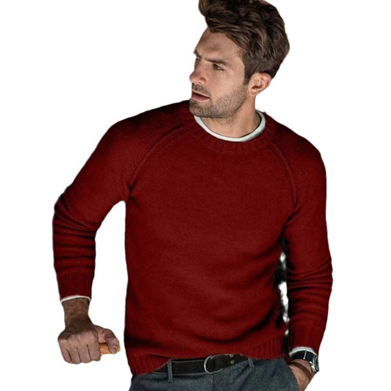 Pull-over rond col ras du cou pour hommes en tricot fin Chic und Stil