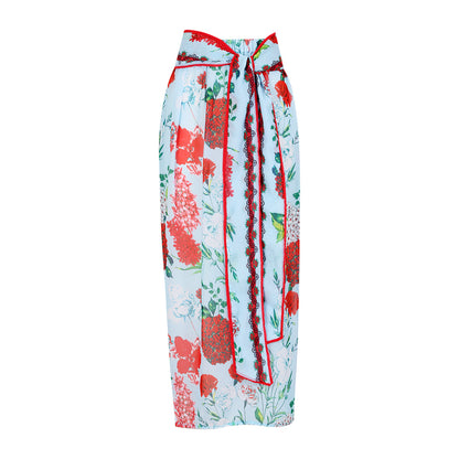 Maillot de bain pour dames avec des manches bouffantes volumineuses et une jupe portefeuille assortie Chic und Stil