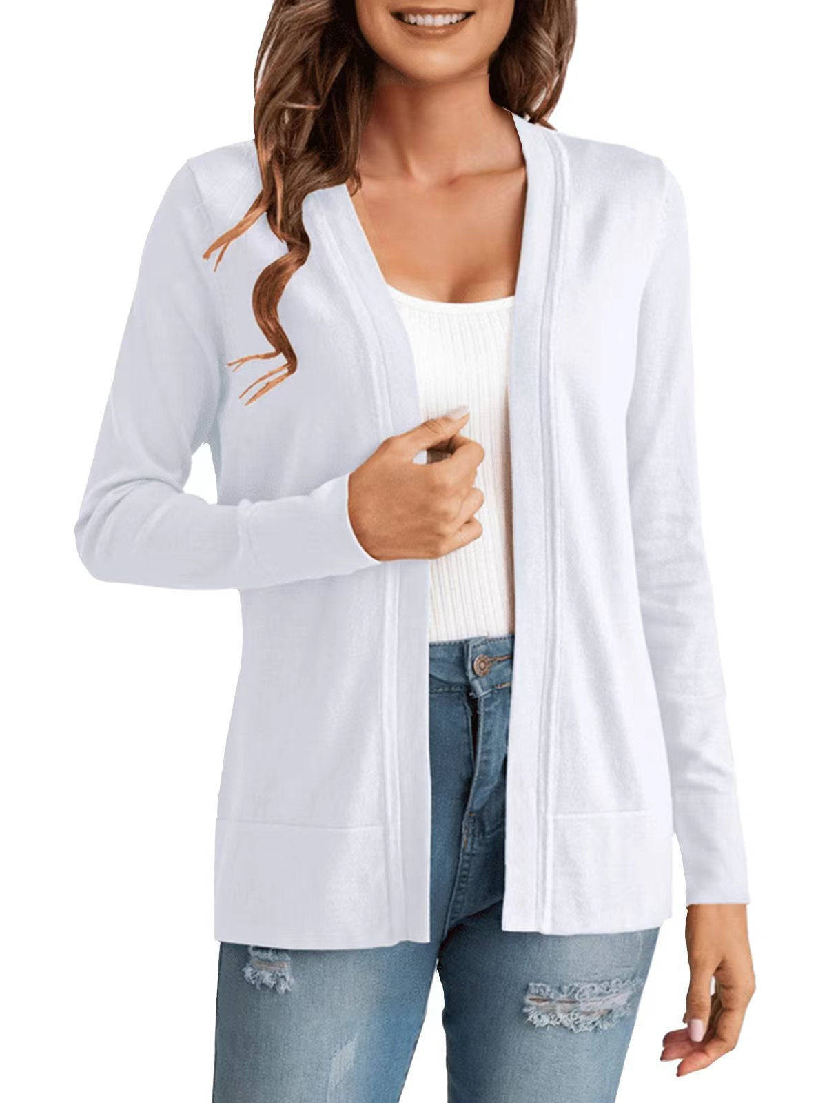 Dames gilet à manches longues avec design ouvert et poches pratiques Chic und Stil