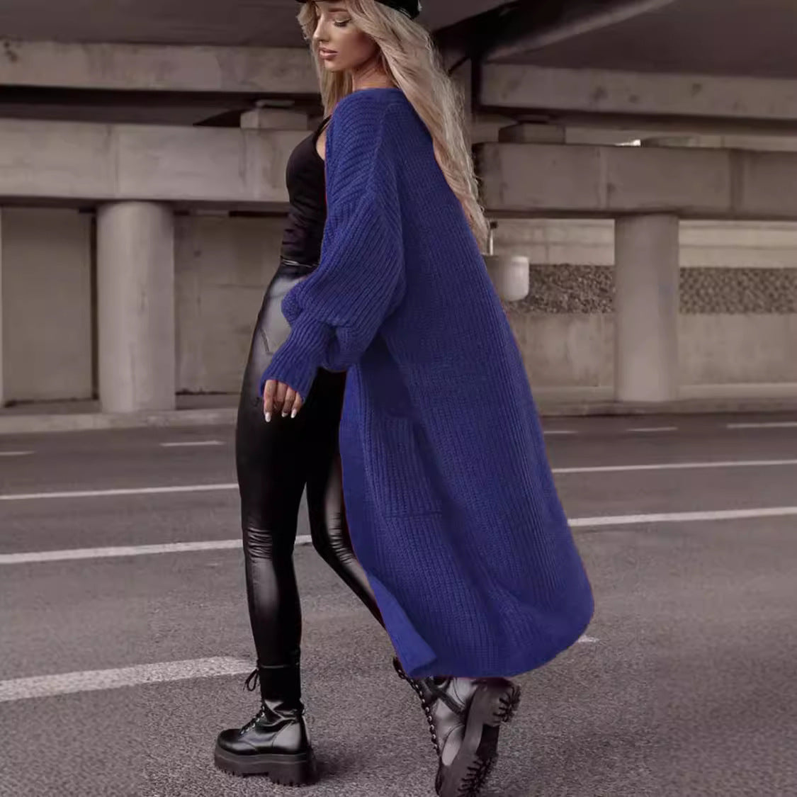 Dames Gros tricot Gilet avec design côtelé et grandes poches Chic und Stil