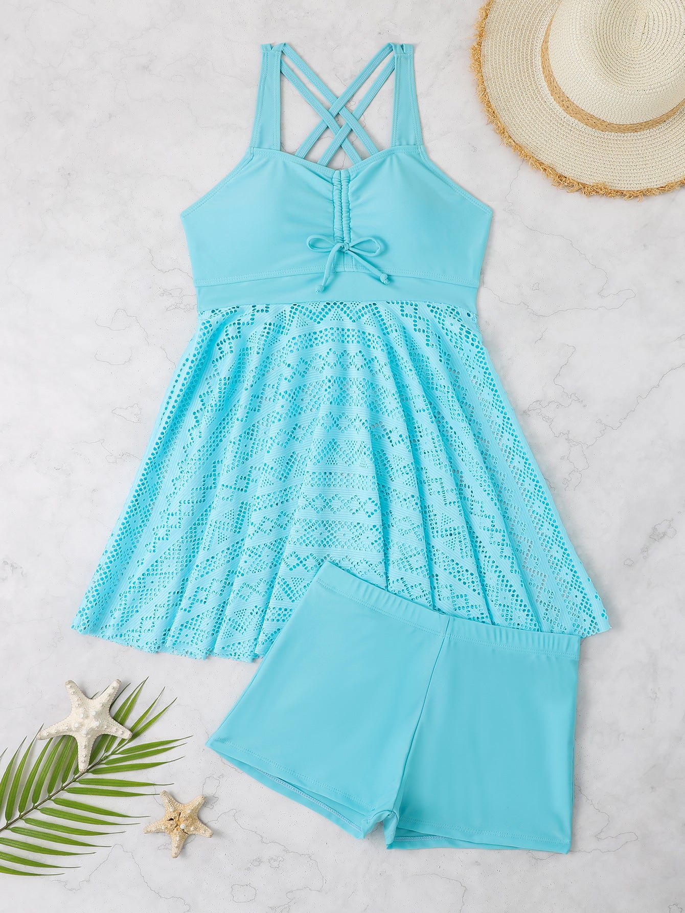 Robe de bain pour dames avec shorts intégrés et détails de bretelles raffinés Chic und Stil