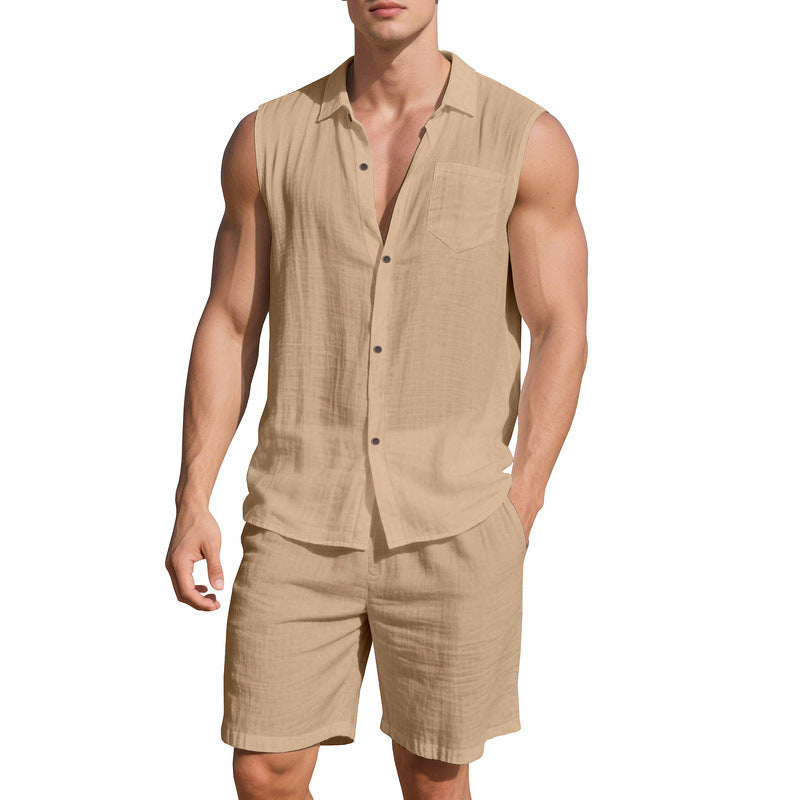 Tenue d'été décontractée pour hommes avec chemise sans manches et shorts Chic und Stil