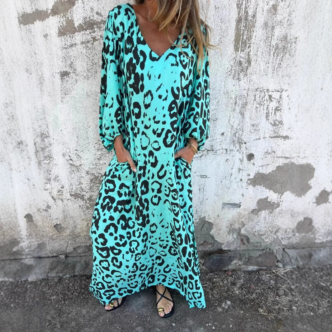 Robe maxi pour femmes avec décolleté V profond et poches latérales Chic und Stil