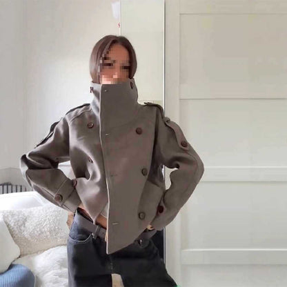 Dames élégant manteau matelassé avec col montant et poches pratiques Chic und Stil