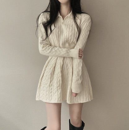Robe tricot confortable pour femmes avec col élégant et look drapé Chic und Stil