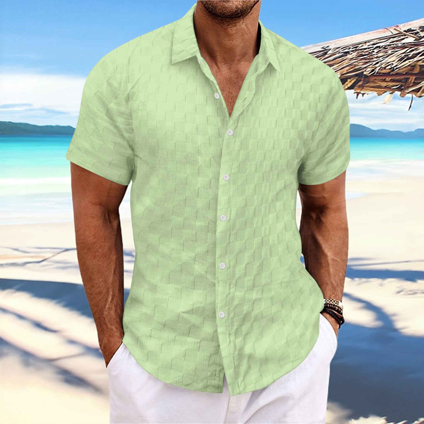 Chemise de loisirs à manches courtes structurée pour hommes Chic und Stil