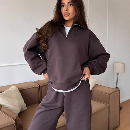 Dames Casual Oversized Hoodie et pantalon relax large Set Chic und Stil