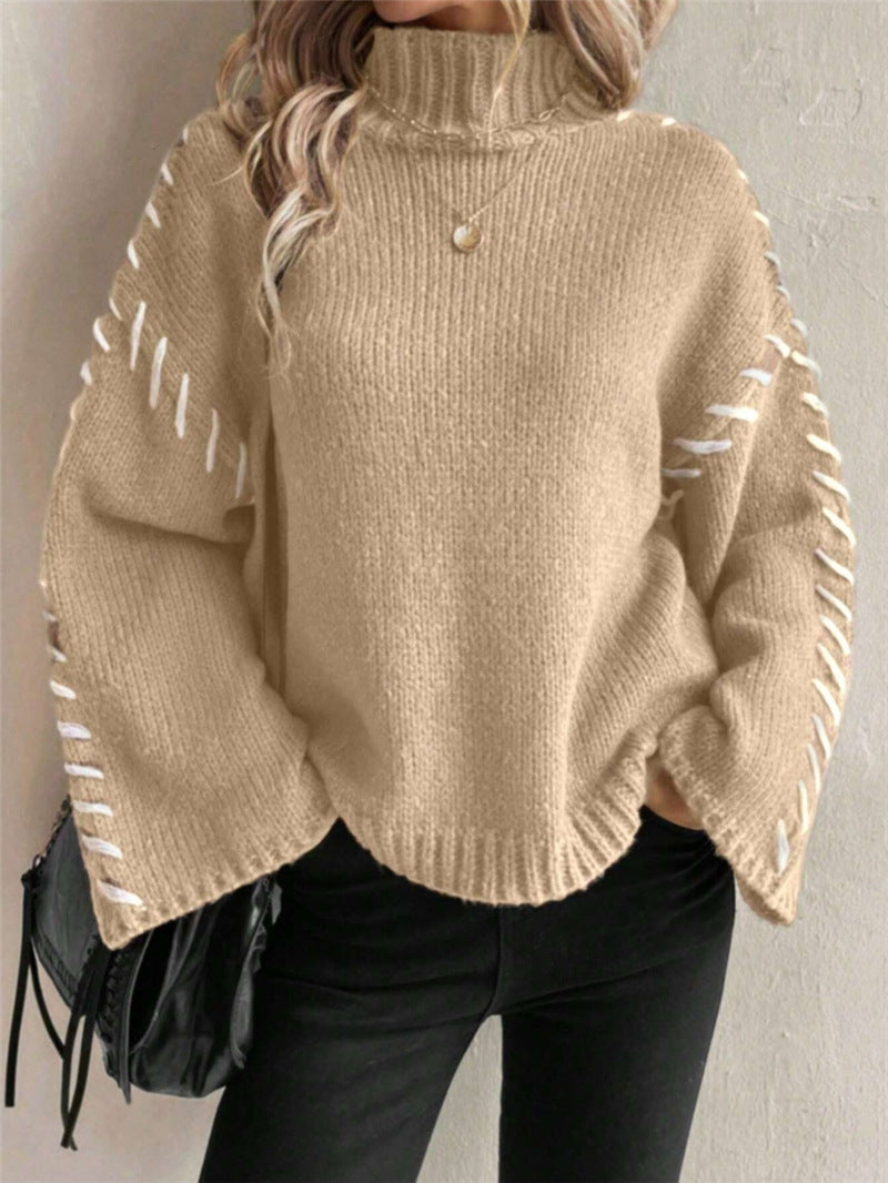 Pull en knit pour femmes avec des manches larges et un col montant Chic und Stil