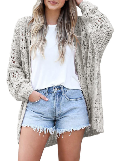 Dames gilet aéré en tricot avec motif en trou transparent Chic und Stil