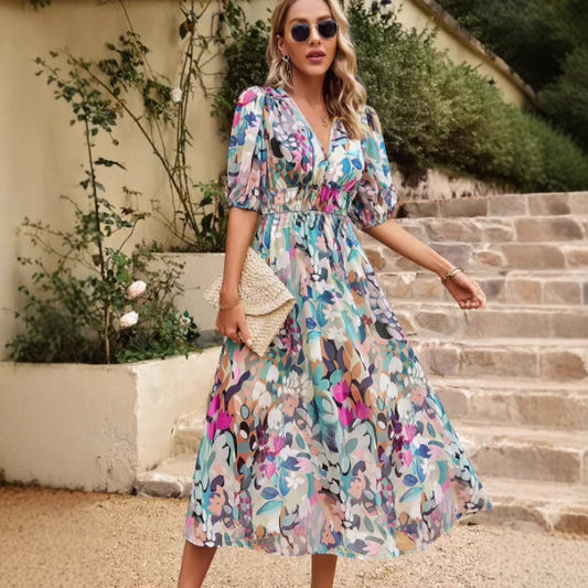 Robe Maxi à Manches Bouffantes Chic und Stil