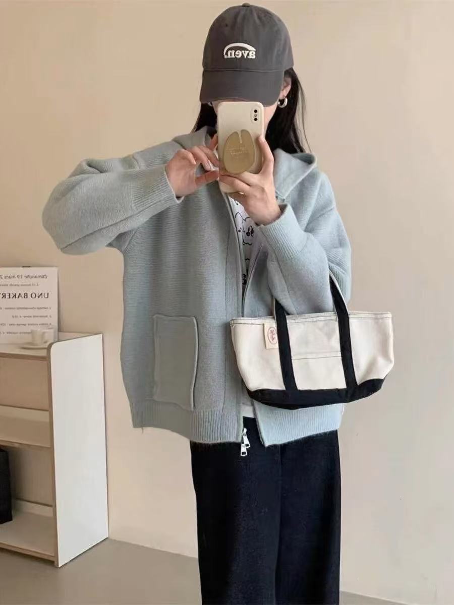 Dames Casual Oversized Gilet en Tricot avec Capuche et Poches Chic und Stil