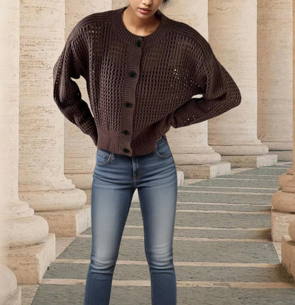 Veste en tricot pour femmes avec une structure en filet aérien Chic und Stil