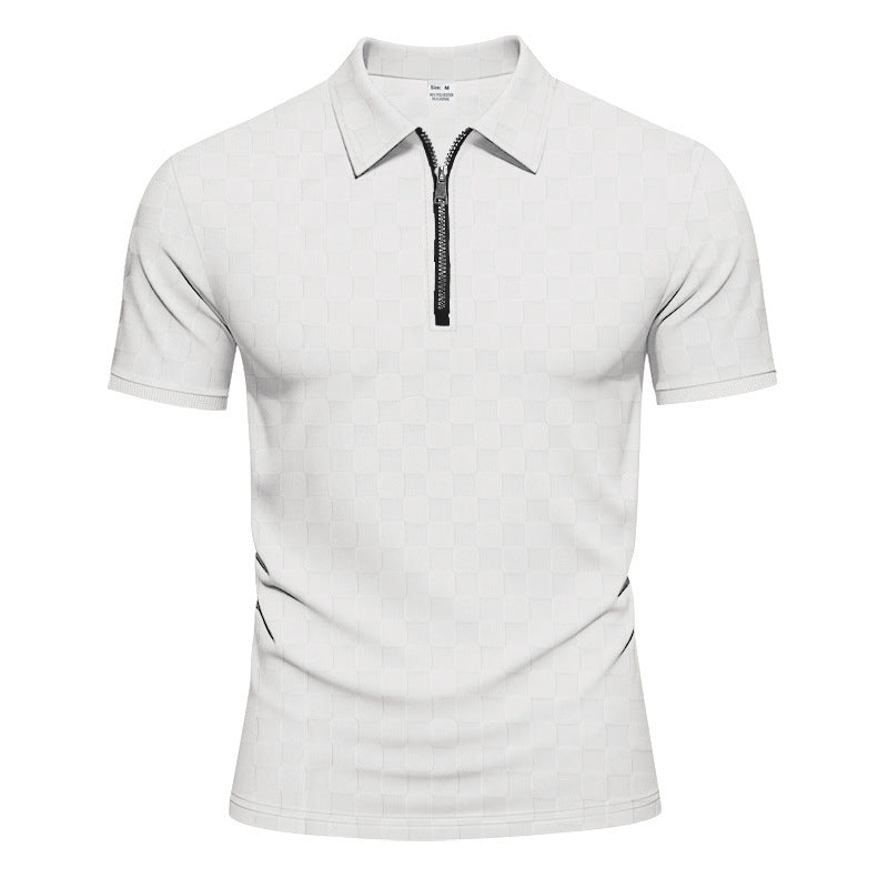 Polo moderne pour hommes à manches courtes avec fermeture éclair et motif à carreaux Chic und Stil