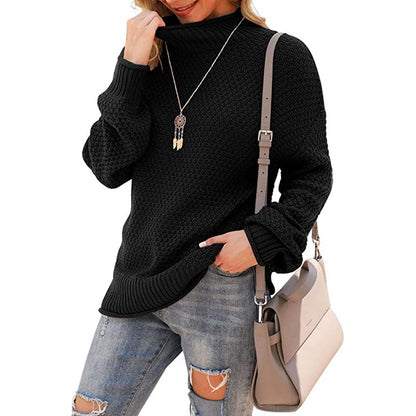 Pull en grosse maille pour femmes avec col haut et structure tendance Chic und Stil