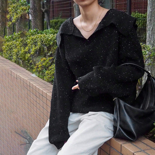 Pull en tricot décontracté pour femmes avec col moderne et détails scintillants Chic und Stil