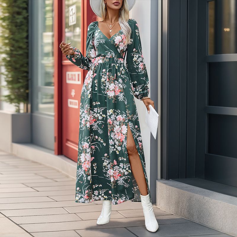 Robe maxi femme avec design floral et fente latérale Chic und Stil