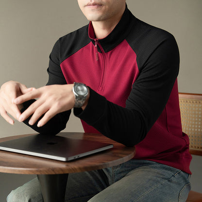 Functional long-sleeved shirt for men with a stand collar and innovative zip opening Chic and Style