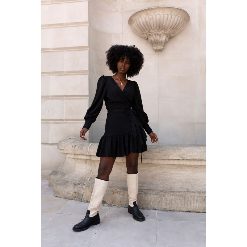 Robe mini enroulée flatteuse pour dames avec motif léopard Chic und Stil