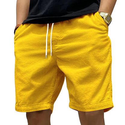 Shorts en corduroy décontractés pour hommes avec taille élastique et poches latérales pratiques Chic und Stil