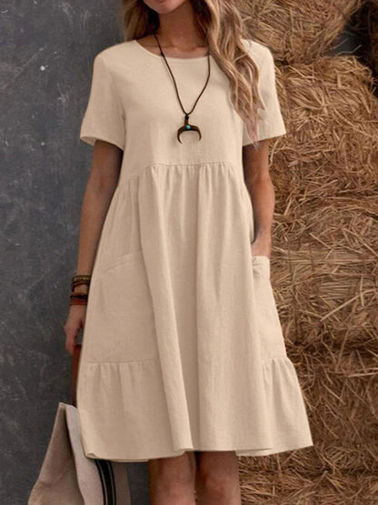 Robe d'été décontractée pour femmes avec poches et volants Chic und Stil
