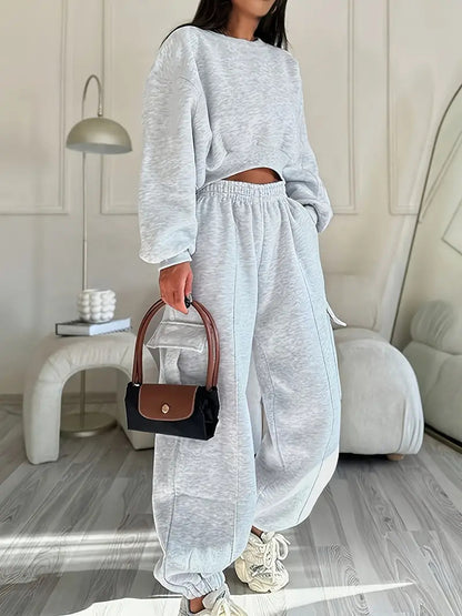 Chic and Style casual sweatshirt and wide leg pants set for women