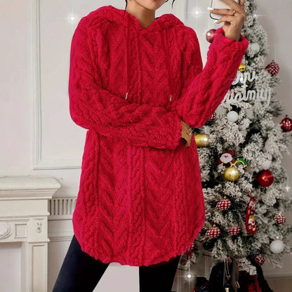 Ladies pleasant fleece pullover with hood and structured design Chic and Style