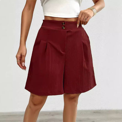 Shorts élégants pour femmes avec fermeture à bouton et design plissé Chic und Stil