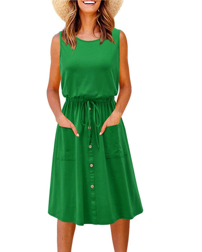 Robe décontractée élégante pour femmes avec détail de bouton et poches pratiques Chic und Stil