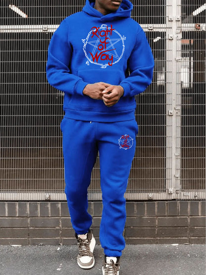 Men's Sports Hoodie and Jogging Pants Set with Unique Graphic Print Chic and Style