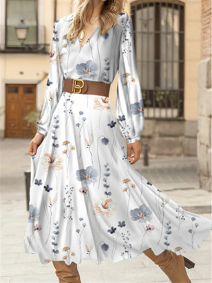 Robe maxi femme avec motifs floraux et détail élégant à encolure en V Chic und Stil