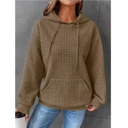 Sweat à capuche décontracté pour femmes avec surface texturée et poche kangourou pratique Chic und Stil