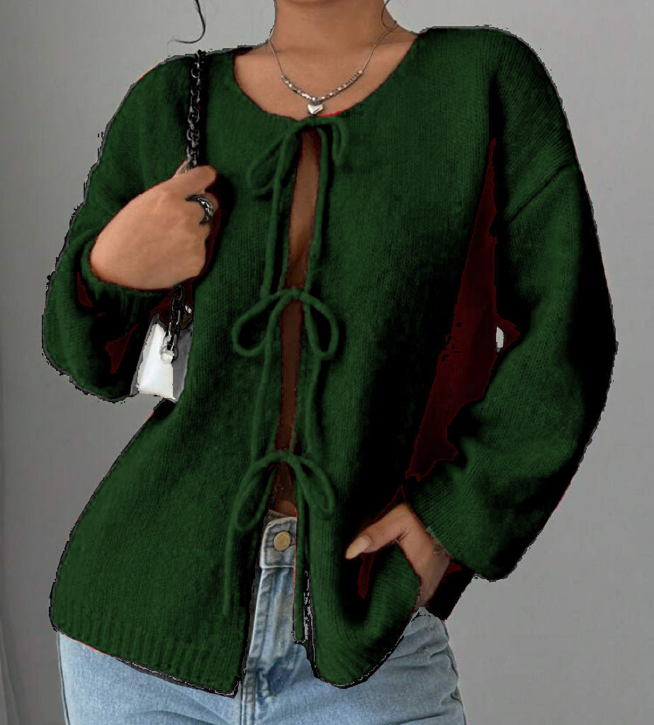 Pull en tricot oversize pour femmes avec détail de lacet décoratif Chic und Stil