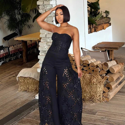 Women Elegant jumpsuit with floral lace details Chic and Style