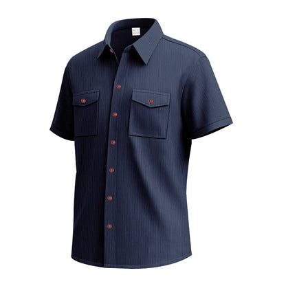 Chemise à manches courtes pour hommes avec un motif rayé pratique et deux poches poitrine Chic und Stil