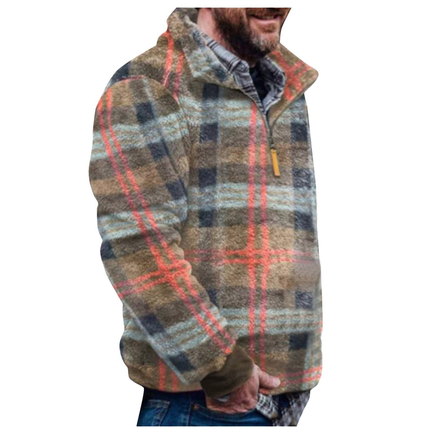 Veste pull pour hommes avec un design géométrique coloré et une poche poitrine pratique Chic und Stil