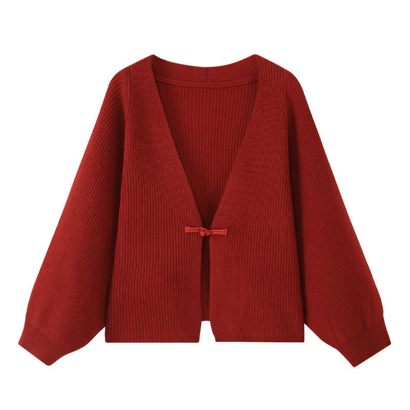 Women's comfortable knit cardigan with wide sleeves, chic and stylish