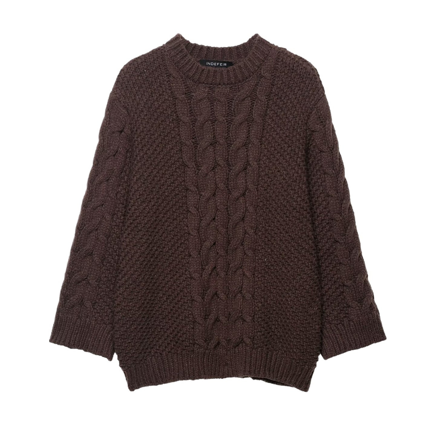 Pull en grosse maille pour femmes avec col rond et coupe décontractée Chic und Stil