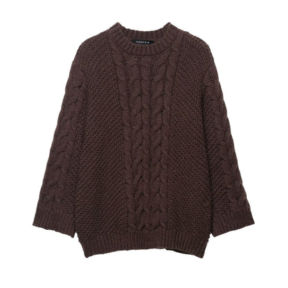 Pull en grosse maille pour femmes avec col rond et coupe décontractée Chic und Stil