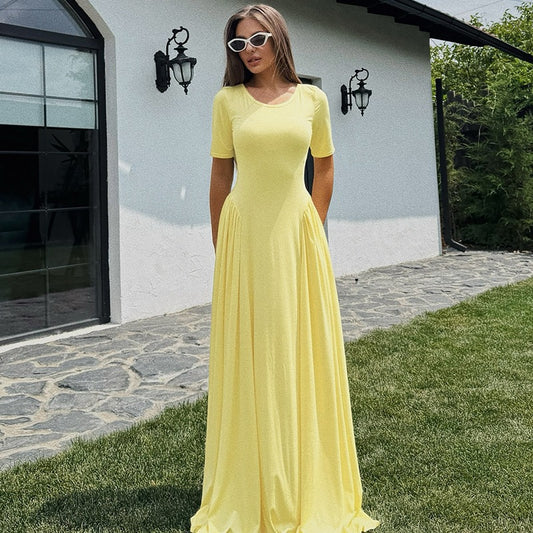 Robe Maxi Élégante pour Femmes avec Poches Latérales Chic und Stil
