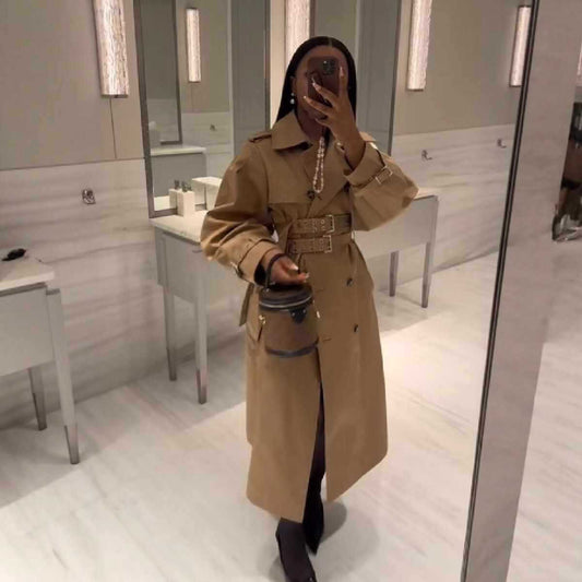 Dames élégant trench-coat avec ceinture ajustable et détails de boutons Chic und Stil