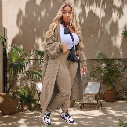 Dames Grand Cardigan en Tricot avec Coupe Ample et Structure en Maille Épais Chic und Stil