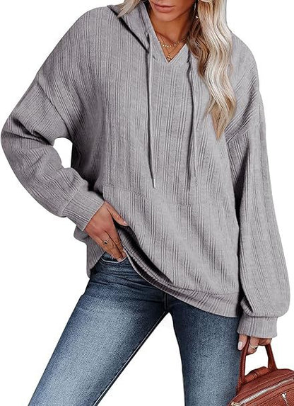 Dames Pull à Capuche Oversize avec Design Texturé Chic und Stil