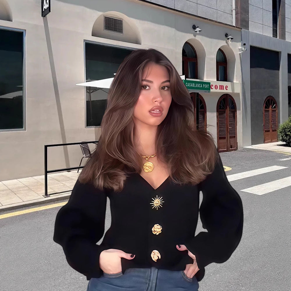 Dames Élégant Blazer-Haut avec détails de boutons décoratifs Chic und Stil